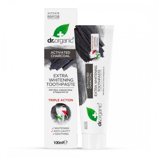 Dr.Organic Activated Charcoal Extra Whitening Toothpaste 100ml - The Health Shop