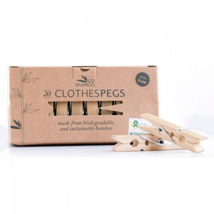 Go Bamboo 20 Clothes Pegs - The Health Shop