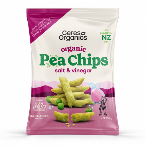 Ceres Organics Organic Pea Chips, Salt & Vinegar 100g - The Health Shop