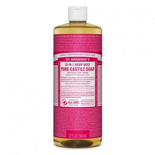 Dr. Bronner's Pure-Castile Liquid Soap, Rose 946ml - The Health Shop