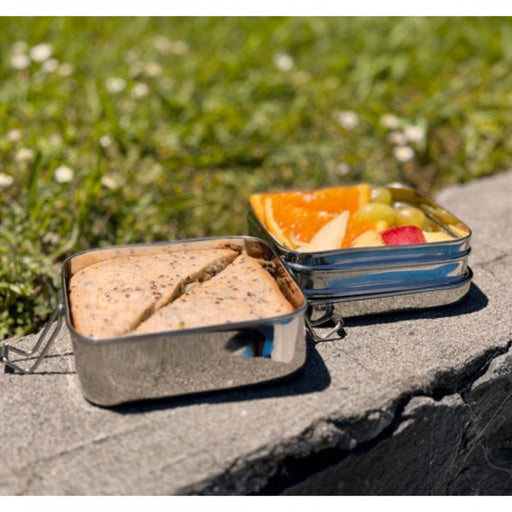 Meals In Steel Twin Layer Square Lunchbox, Stainless Steel