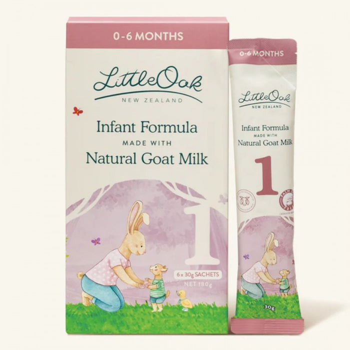 LittleOak Natural Goat Milk Infant Formula with Olive Oil 6 x 30g travel sachets