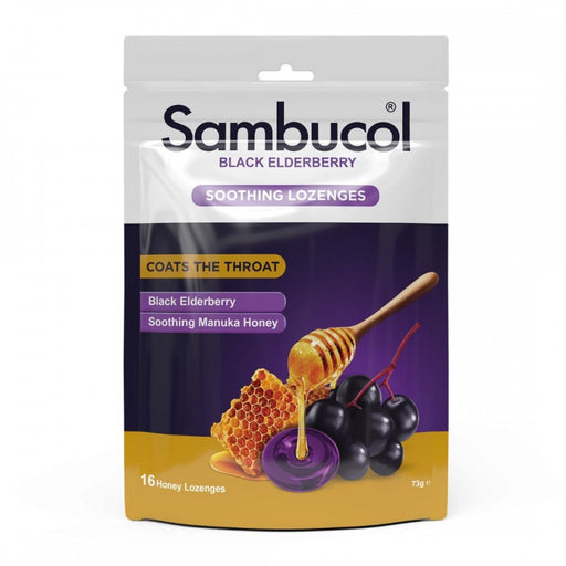 Sambucol Black Elderberry Soothing Lozenges with Honey x16 - The Health Shop