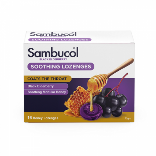 Sambucol Black Elderberry Soothing Honey Lozenges x16 - The Health Shop