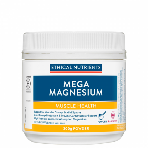 Ethical Nutrients Mega Magnesium 200g powder, Raspberry - The Health Shop