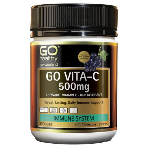 GO Healthy VITA-C 500mg, Blackcurrant 100 chewable tablets - The Health Shop