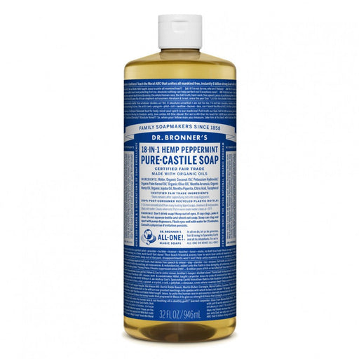 Dr. Bronner's Pure-Castile Liquid Soap, Peppermint 946ml - The Health Shop