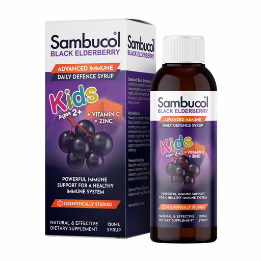 Sambucol Black Elderberry Kids Advanced Immune Daily Defence Syrup 120ml - The Health Shop