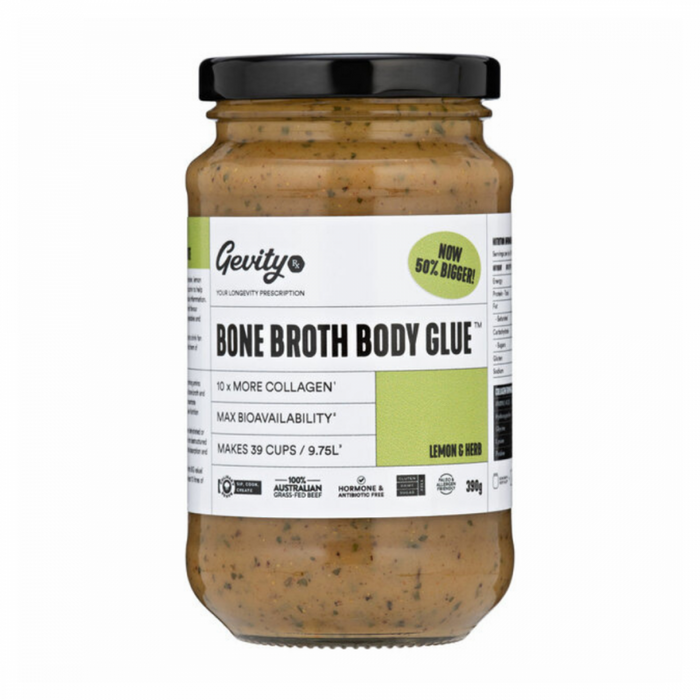 GevityRX Bone Broth Body Glue, Lemon & Herb 390g Natural Health > Super Nutrition > Collagen & Bone Broths by Crombie & Price | The Health Shop