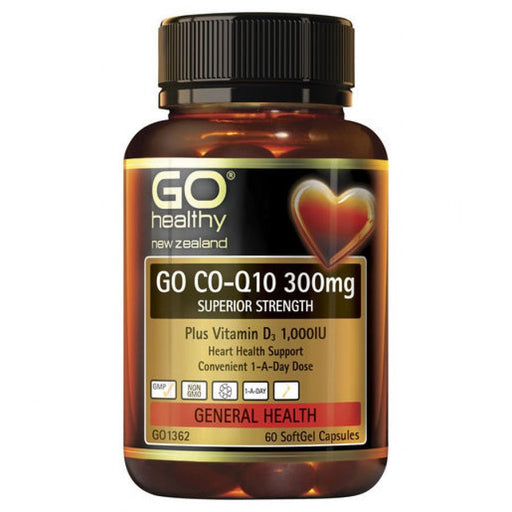 GO Healthy CO-Q10 300mg + Vitamin D3 1000IU 60caps - The Health Shop