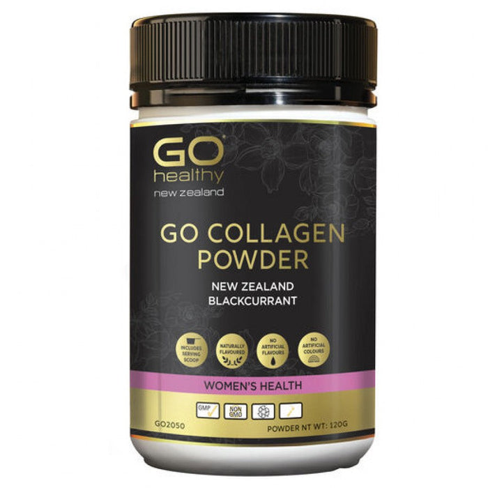 GO Healthy Collagen Powder, NZ Blackcurrant 120g - The Health Shop