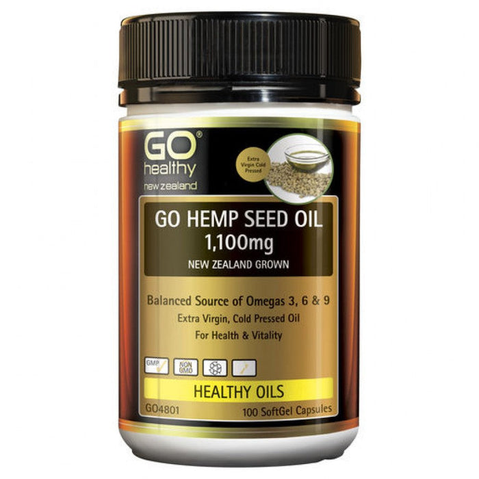 GO Healthy Hemp Seed Oil 1,100mg 100 softgel caps - The Health Shop