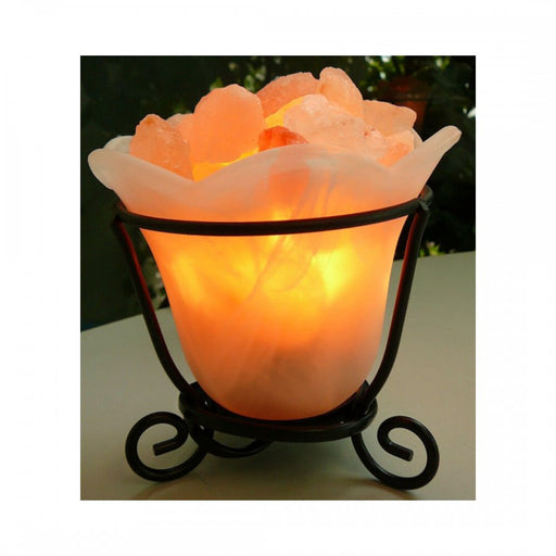 Himalayan Salt Lamp Glass Bowl with Metal Frame - The Health Shop