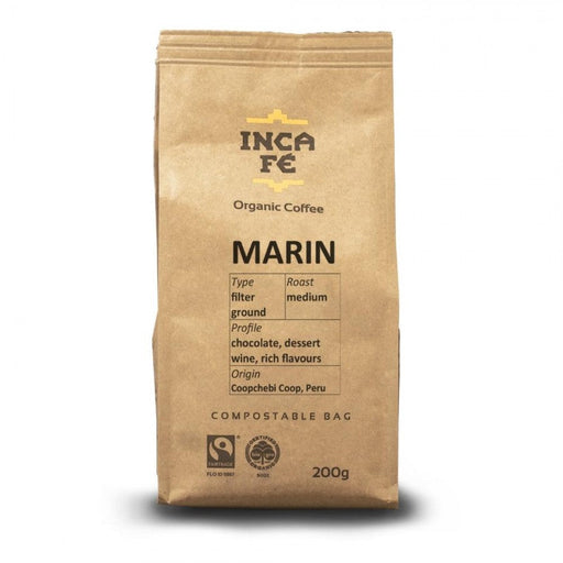 IncaFé Marin Estate Coffee, Plunger/ Filter 200g Organic - The Health Shop