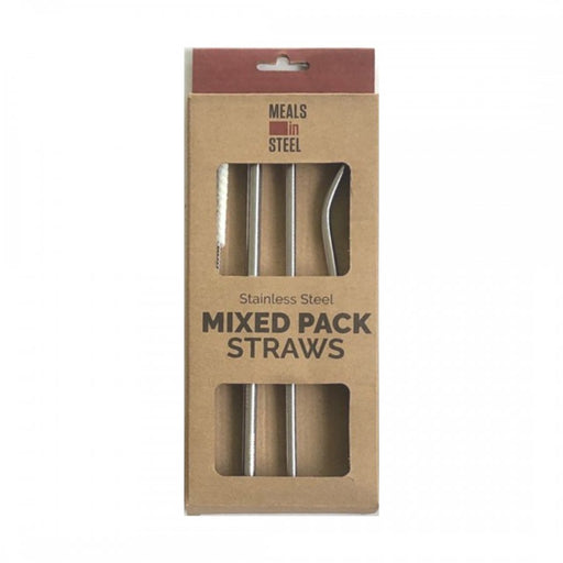 Meals In Steel Mixed Straw Pack with Vegan Cleaning Brush, Stainless Steel - The Health Shop