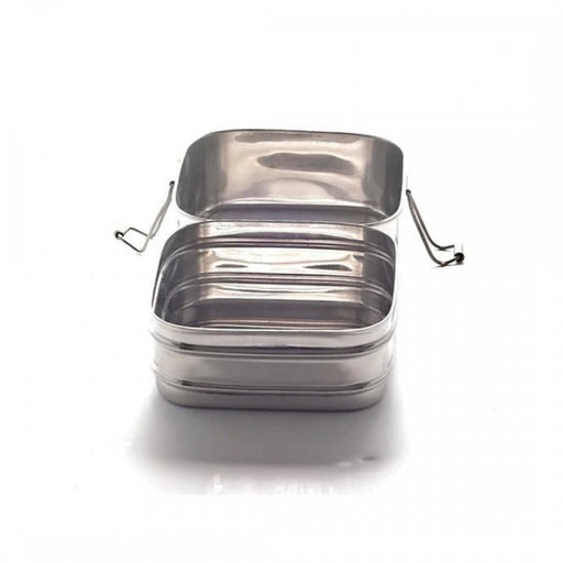 Meals In Steel Twin Layer Square Lunchbox, Stainless Steel - The Health Shop