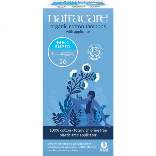 Natracare Certified Organic Cotton Tampons with Applicator, Super x 16 - The Health Shop