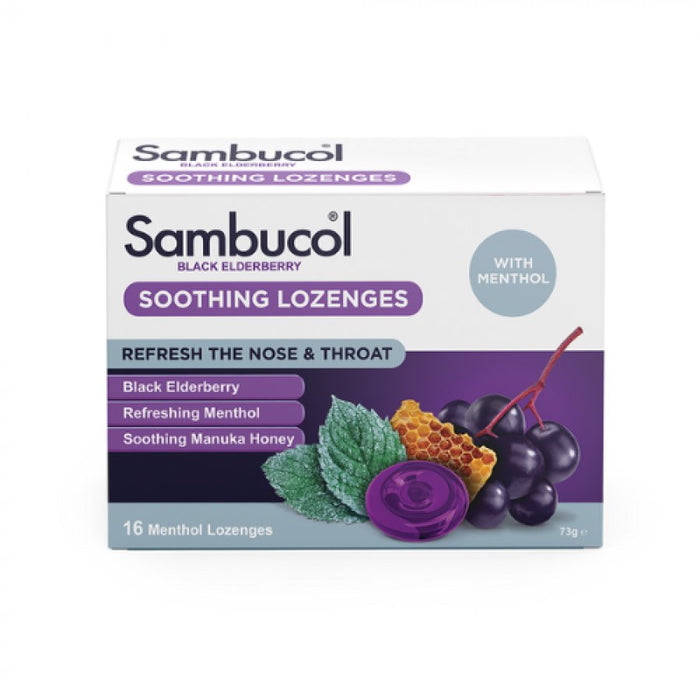 Sambucol Black Elderberry Soothing Lozenges with Menthol x16 - The Health Shop